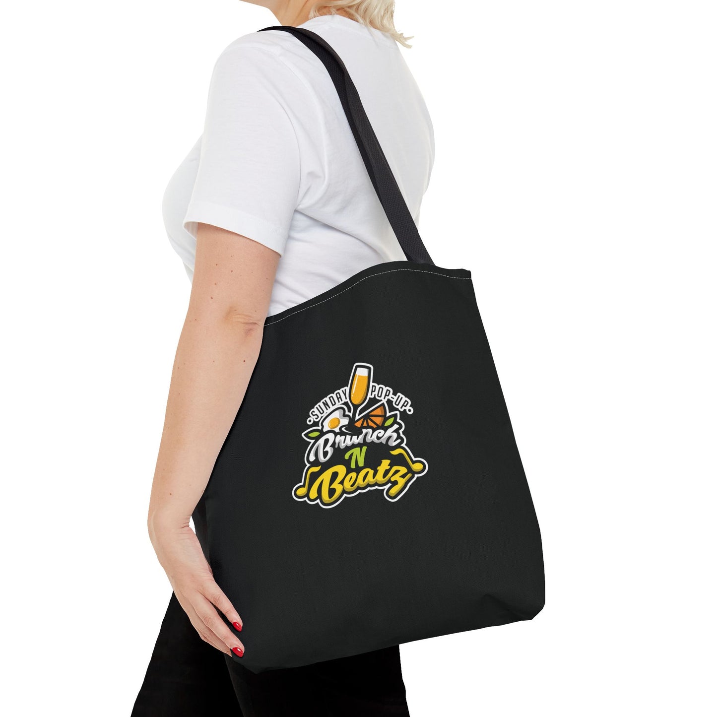 Black Brunch n' Beatz Tote Bag - Perfect for Weekend Outings and Festivals