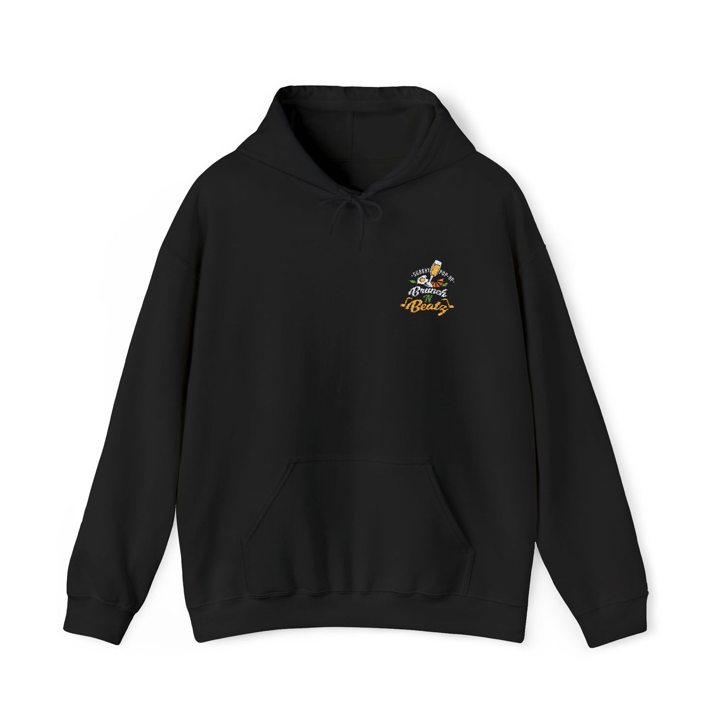 Cozy Unisex Embroidered Brunch and Beatz Hoodie - Dark Colors