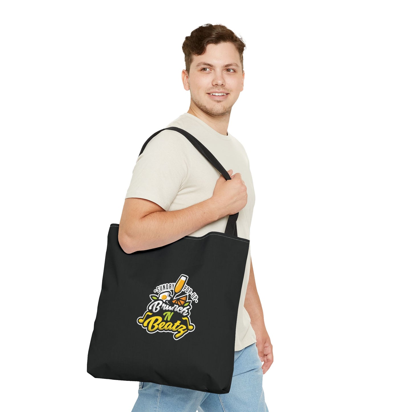 Black Brunch n' Beatz Tote Bag - Perfect for Weekend Outings and Festivals