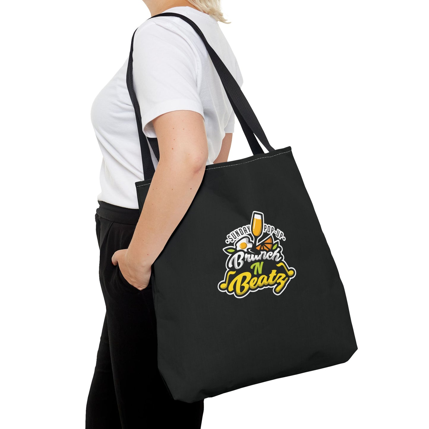 Black Brunch n' Beatz Tote Bag - Perfect for Weekend Outings and Festivals